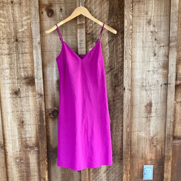 Silk-blend V-neck Spaghetti Strap Slip Chemise Nightgown - Picture 1 of 7